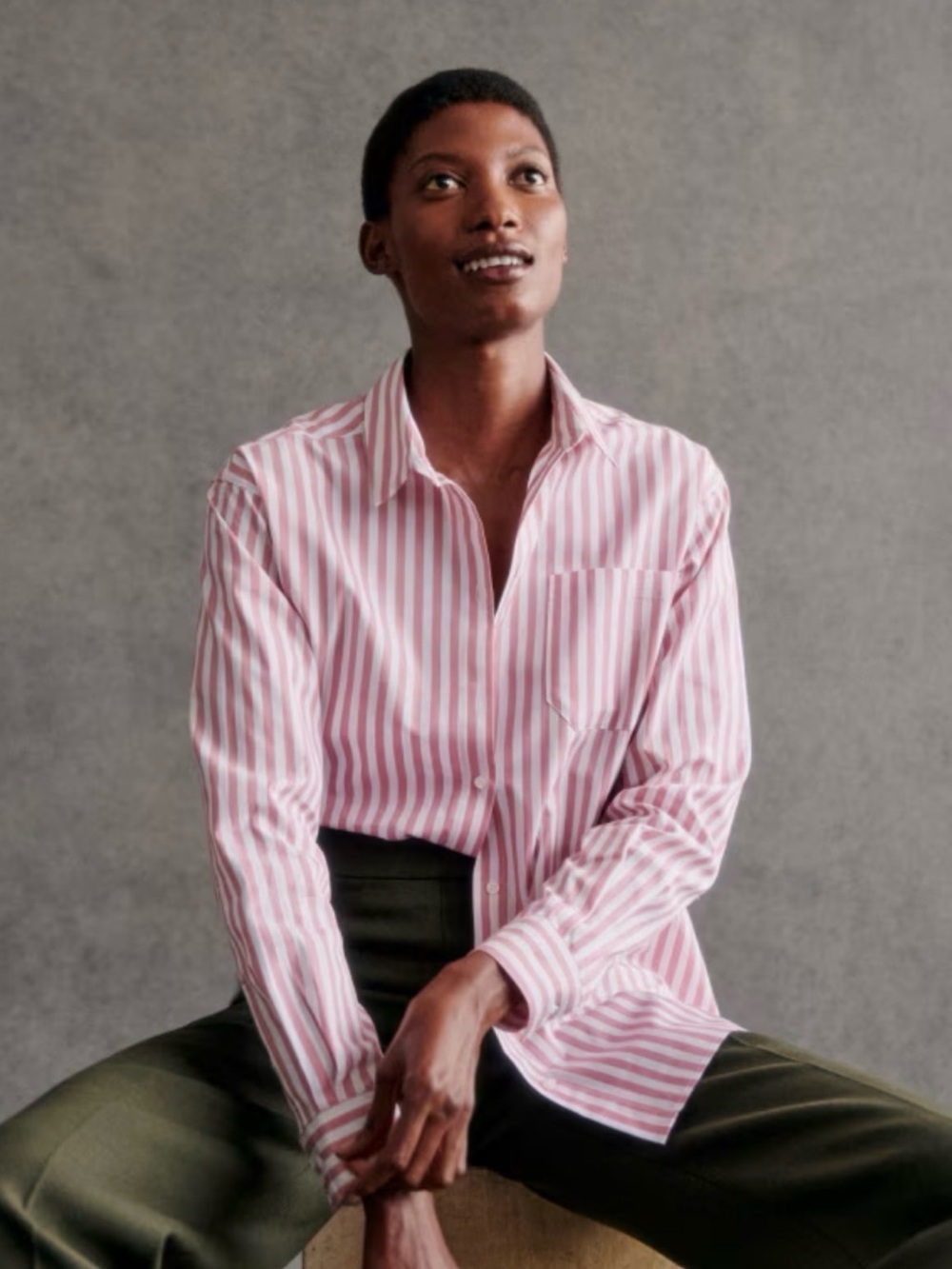 Sézane Max Shirt pink & white stripes